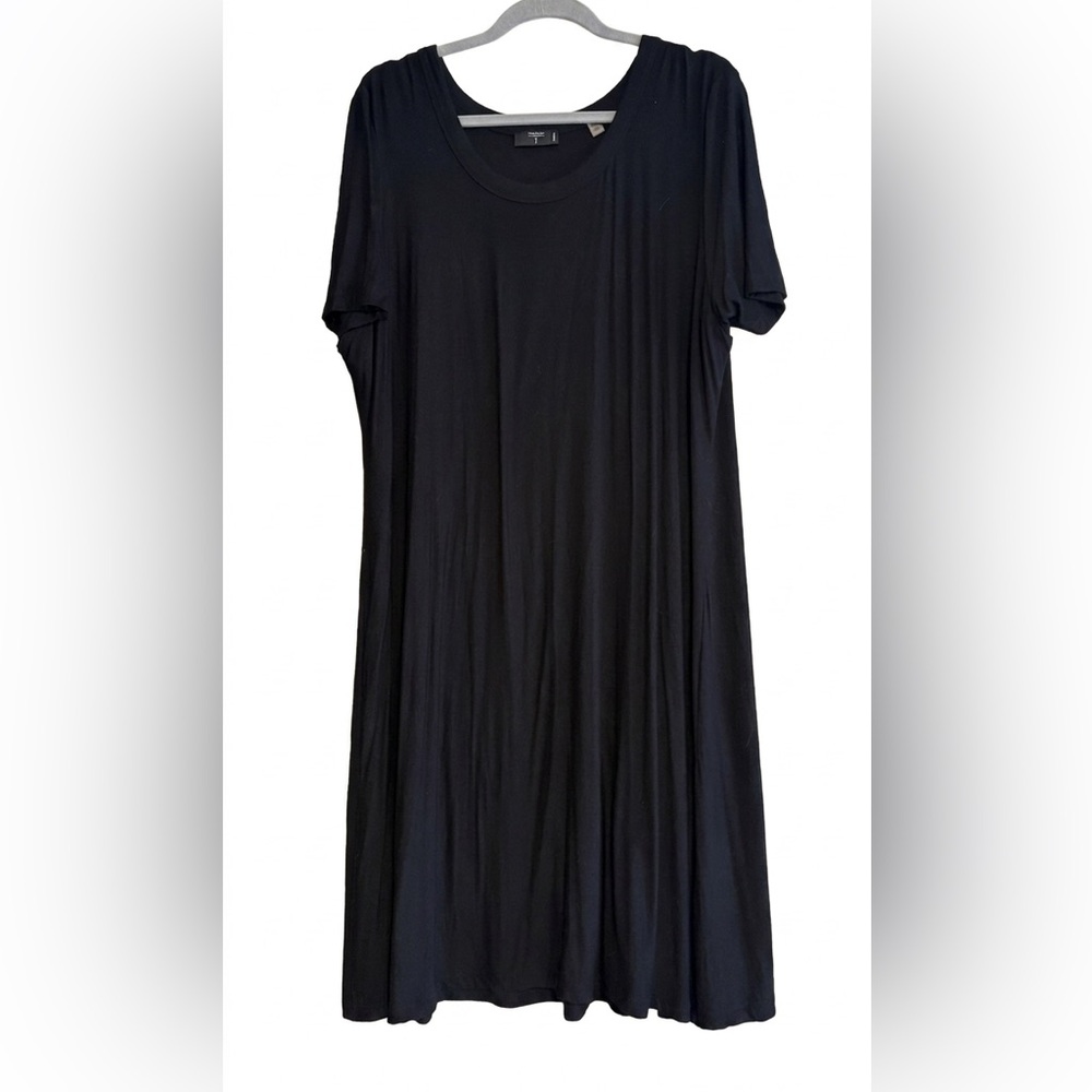 Tahari Black Short Sleeve Mid Length Dress - 2X